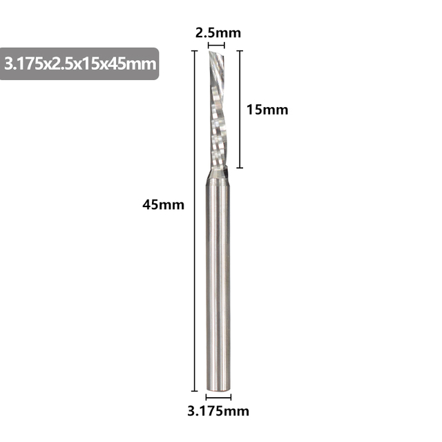 XCAN - Single Carbide Cutting Machine, 3.175mm (1/8"), CNC Router, 1-3.175mm Diameter, for Aluminum Cutting