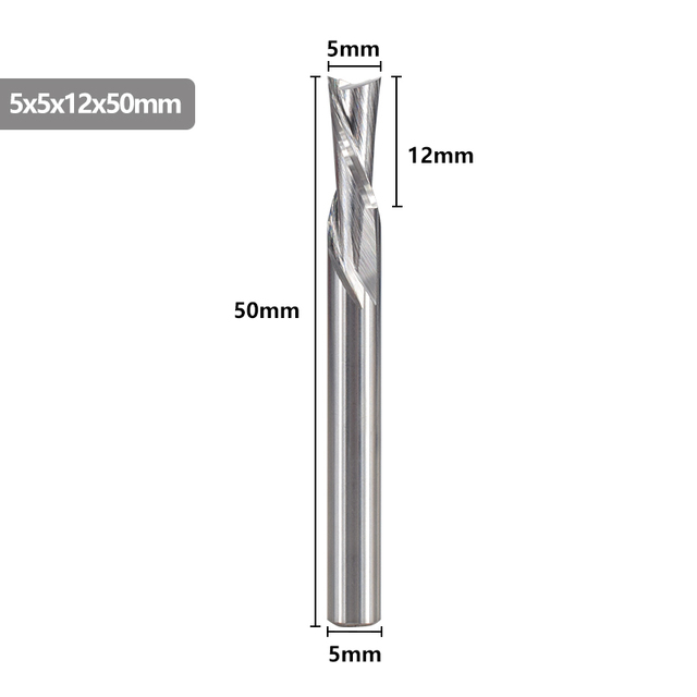 XCAN Left Hand Down Cutter 3.175/4/5/6mm Shank Spiral End Mill 2 Flute Carbide Milling Cutter for CNC Aluminum Cutting Milling B