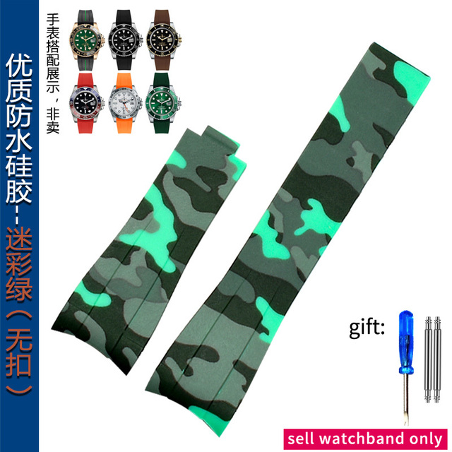 For Rolex Rubber B Diver GMT Daytona Black Green Water Specter Rubber Silicone Watch Strap 20mm