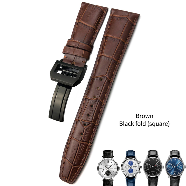 Cowhide watch strap 20mm 21mm 22mm,replacement for Portuguese IWC,Porotfino,Family piloto,folding buckle