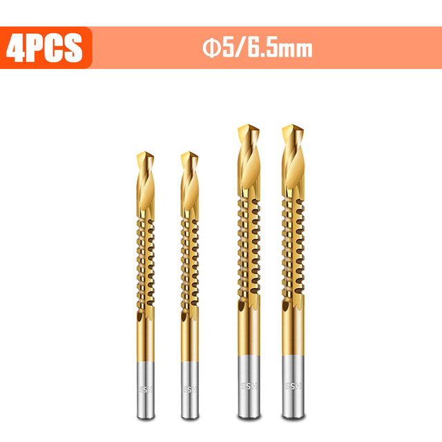 3/4/5/6pcs Cobalt Drill Bit Spiral Screw Metric Composite Tap Drill Bits Drill Polishing Woodworking HSS Twist Drilling Tools