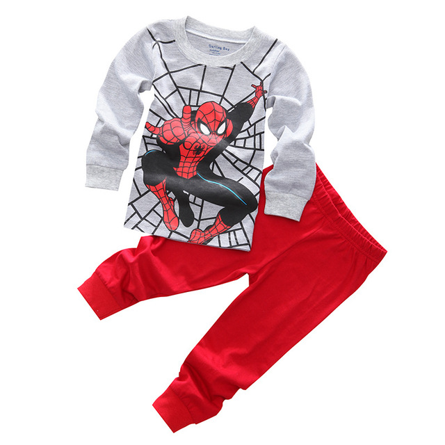 Children's Clothing Set Boys Sleepwear Kids Clothes Spider Pajamas Set Baby Girls Cotton Cartoon Pajamas Spring Autumn Pajamas