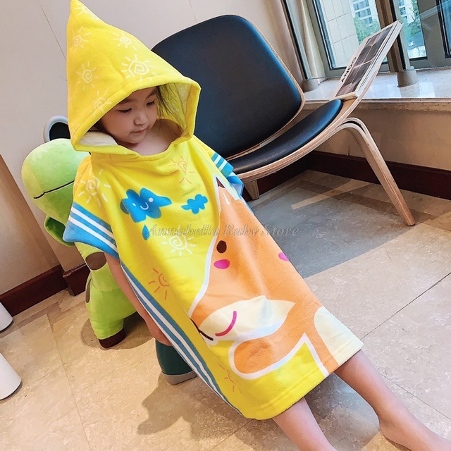 Cartoon Baby Toddler Hooded Cloak Infant Bathrobe Baby Bath Towel Robe Cotton Boy Girl Beach Robe Dinosaur Cape Newborn Wrap Blanket