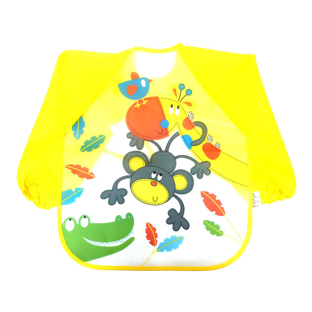 Baby Bandana Bibs Cute Cartoon Colorful Bibs Waterproof Infant Eating Children Sketch Long Sleeve Apron Baby Self Feeding Bib