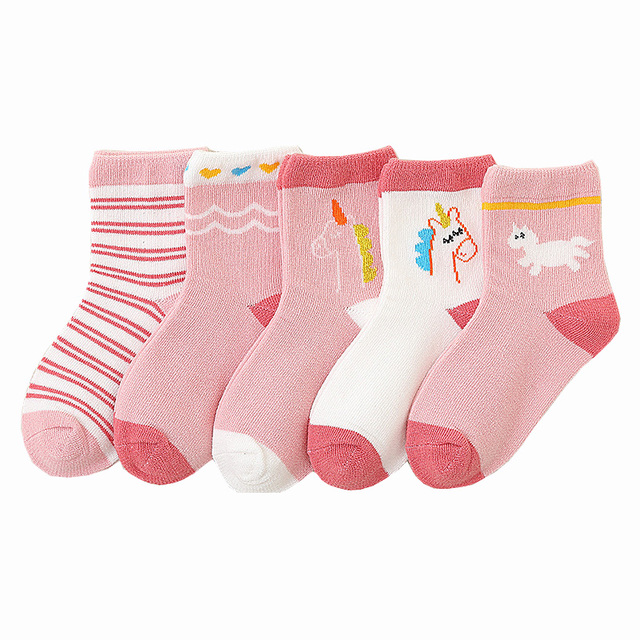 5 Pairs Cute Cartoon Kids Socks Autumn Winter Warm Baby Boys Girls Socks Soft Cotton Toddler Baby Children Socks 1-12 Years