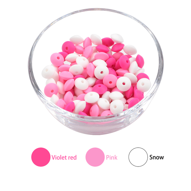 LOVKA 12mm 50pcs/lot Silicone Lentil Round Beads Teething Baby Teether Chew BPA Free DIY Chain Pacifier Food Grade Silicone