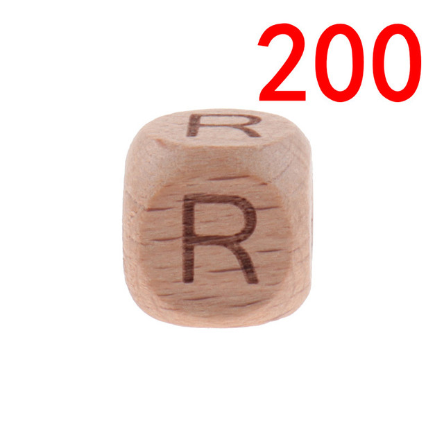 200pcs 12mm Beech Wooden Beads For Baby Wood Letters Bead Baby Teether Diy Beads With Silicone Teether Letters Alphabet