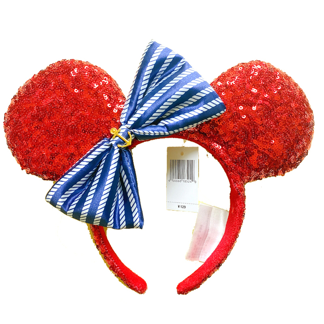 Cartoon Minnie Mermaid Princess Big Ears Headband Sequin Bows Ears Costume Headband Cosplay Plush Adult/Kids Headband Gift