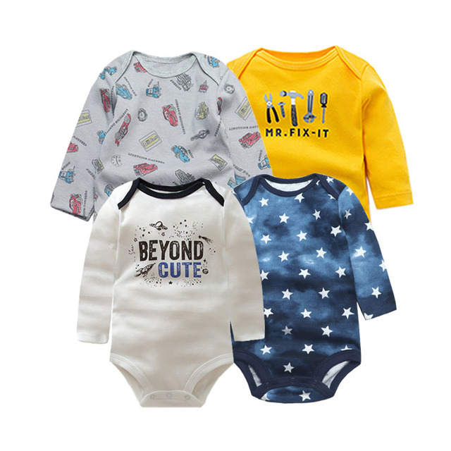 3/4/5pcs Baby Spring Autumn Outerwear Long Sleeve 100% Cotton Boys Girls Clothes Newborn 0-24 Months Clothes