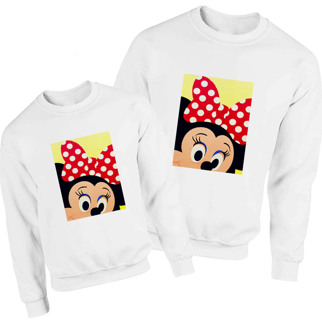 Simple Mickey Family Style Sweatshirt Cool Modern Harajuku Sweatshirt Harajuku Mom and Daughter Pullover Lovely Clothes Hoodie