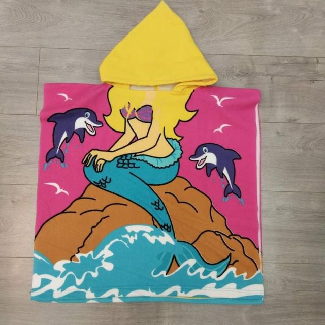 Children Cartoon Baby Hooded Cloak Beach Towel Boys Girls Kids Swimming Bath Towel Microfiber Terry Infant Bathing Wrap Bathrobe