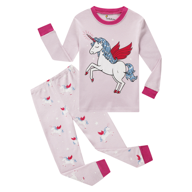 Disney Princess Pajamas Sets Cotton Snow White Girls Sleepwear Unicorn Sleepwear 2-8 Years Kids Children's Sleepwear Set