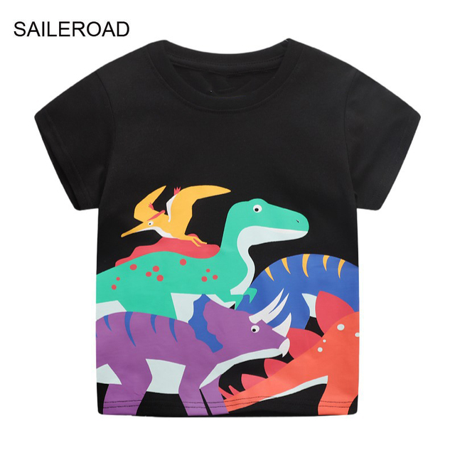 Seieroad Summer T-shirt Cotton Short Sleeve T-shirt Cartoon Dinosaur T-shirt Kids T-shirt Baby Girls Boys Kids Tops