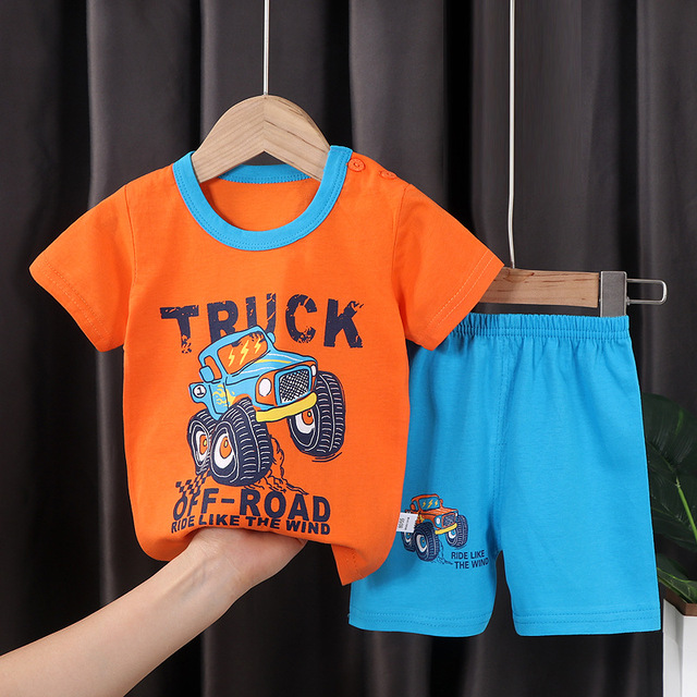 Seieroad Children's Summer Clothes Dinosaur Boys Cartoon T-shirt T-shirt + Pants Kids Clothes Short Sleeve Teenage Clothing Set Tracksuit