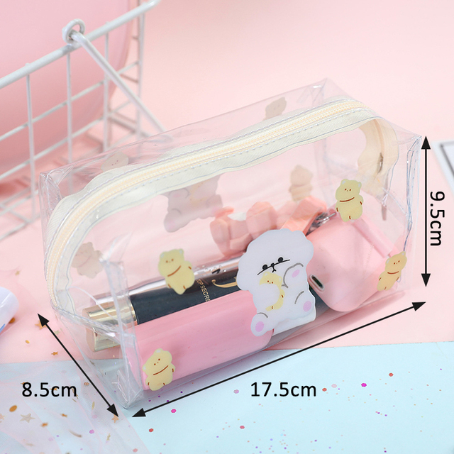 Fashion Transparent Women Cosmetic Bag Fruit Pattern Large Capacity Makeup Zipper Bag Waterproof Simple Travel Accessories