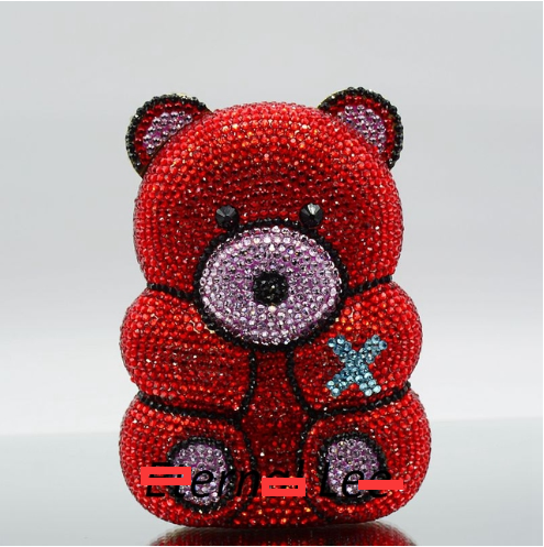 Women's Perforated Bear Handbag,Bear Perforated Crystal Handbag,Cocktail Purse,Shoulder Bag,Gifts