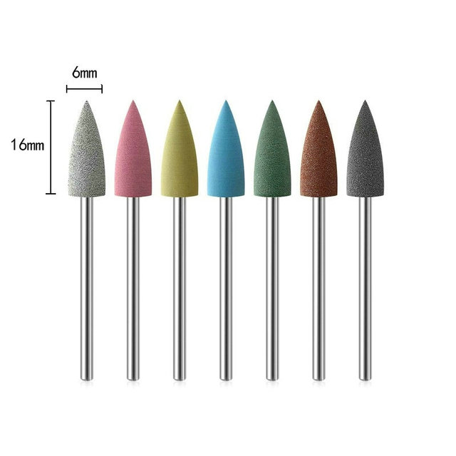 6pcs/set Rubber Silicon Nail Drill Grinding Cutter for Manicure Flexible Bit Polisher Machine Electric Nail File Art Tools