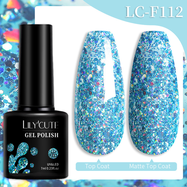 LILYCUTE 7ml Glitter Gel Nail Polish Laser Sequins Soak Off UV Gel Semi Permanent Colored Nails Gel Polish DIY Nail Art Esmalte