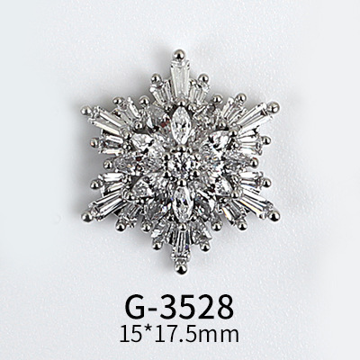 New Nail Art Real Gold Snowflake Zircon Ornaments Exquisite Snowflake Zircon Christmas Style Snowflake Pendant G-3511