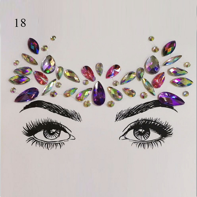 3D Sexy Face Tattoo Stickers Face Decoration Temporary Tattoo Glitter Fake Tattoo Rhinestones for Woman Party Face Jewelry Tattoo