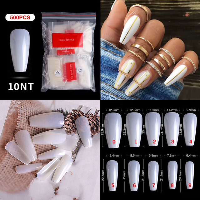 500pcs False Nail Extension Full Cover Fake Nails French False Nail Clear/White False Nail Tips Art Manicure Tool French Nail