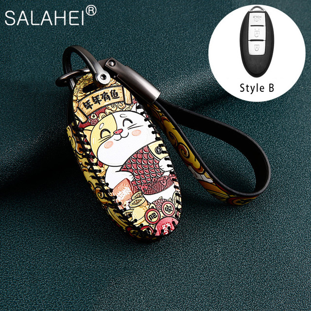 Leather Car Key Case For Infiniti Q50 QX60 Nissan Qashqai Juke J10 J11 X-Trail T32 T31 Kicks Tiida Pathfinder Note Design