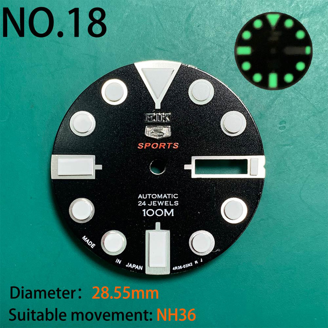 Nh35 watch double dial new C3 luminous modified craft watch skx007 SKX006 small millimeter 28.5mm abalone nh35 universal