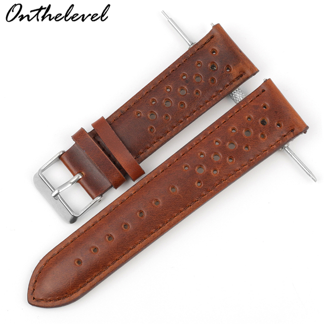 Onthelevel Leather Watch Strap 18mm 20mm 22mm 24mm Durable Coffee Brown Color Watch Band Quick Release Watch Straps Replacement