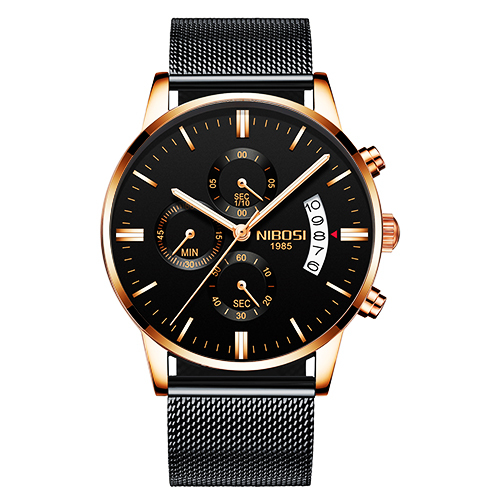 NIBOSI Watches for Men, Gold and Quartz Full Steel Water Resistant Sports Watches