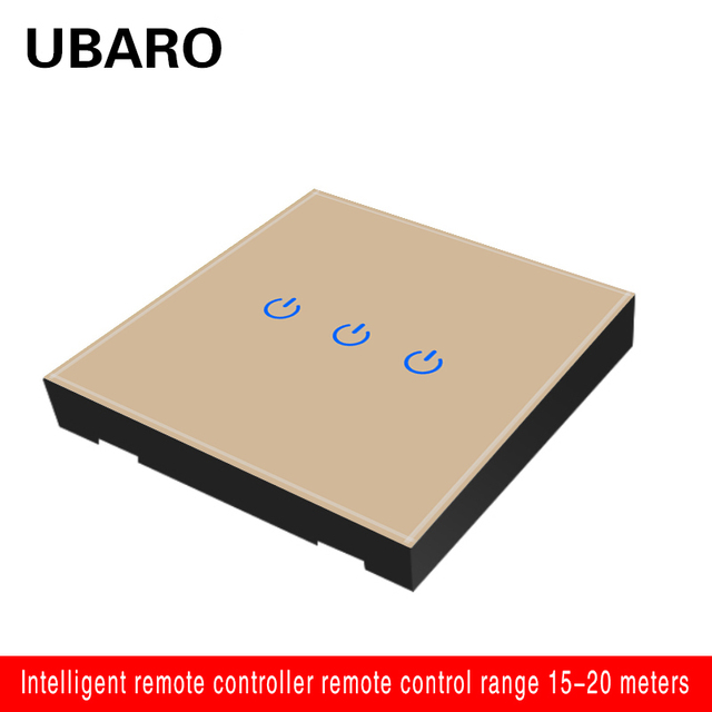 UBARO 86*86mm 433 RF Wireless Transmitter Controller Panel Tempered Glass Remote Manuel Button Without Battery 1/2/3 Gang