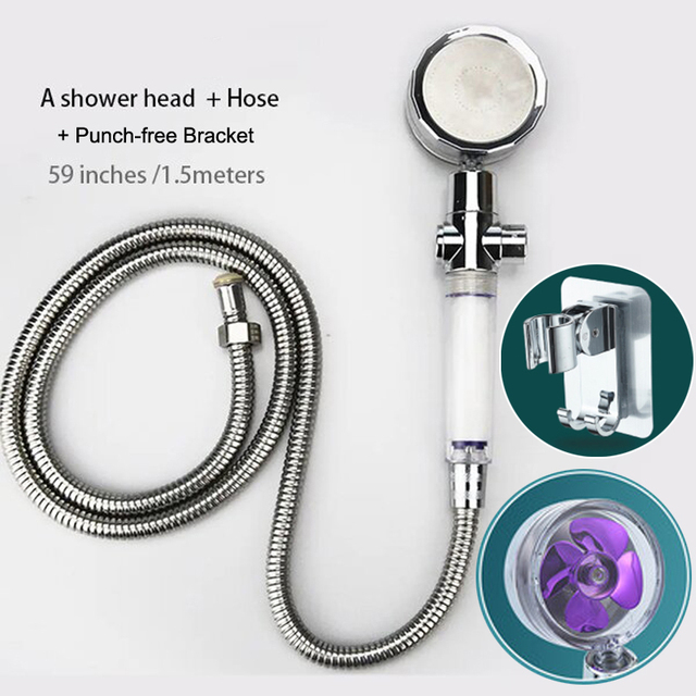 High Pressure Water Saving Flow Pressurized Shower Head 360 Degree Rotating Adjustable ABS Hose Bathroom Accessories Shower Set