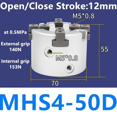 MHS2 MHS3 MHS4 Air Parallel Finger Clutch SameAsSMC Bore 16D/20D/25D/32D/40D/50D mm Double Acting MHS2-16D MHS3-16D MHS4-16D