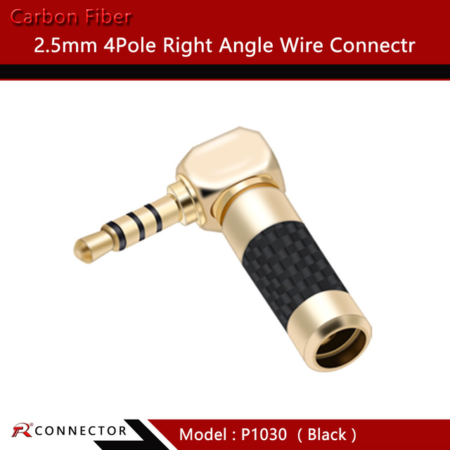 4pcs carbon fiber 2.5mm 3 pole 4 pole stereo male plug right angle 4.4mm 5 pole jack connector