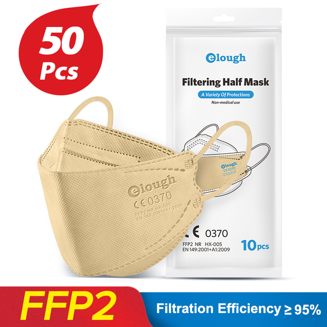 Elough FFP2 CE 0370 Mascarillas FPP2 Homologadas Europa KN95 Mask Fish Shape Mascarilla FP2 FFP 2 Masken Adult FFP2mask 4 Layers