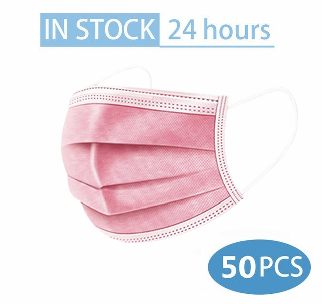 10/50/100pcs Colorful Mouth Mask 3 Ply Disposable Anti-Dust Mascarillas Black Pink Non-woven Breath-Proof Face Masks