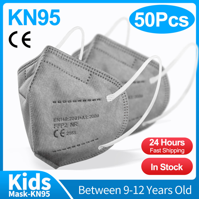 10-50pcs KN95 Mask N95MASK ffp2mask 9-12 years for children ffp2 mascarillas fpp2 niños homologadas negras masques organization ffpp2