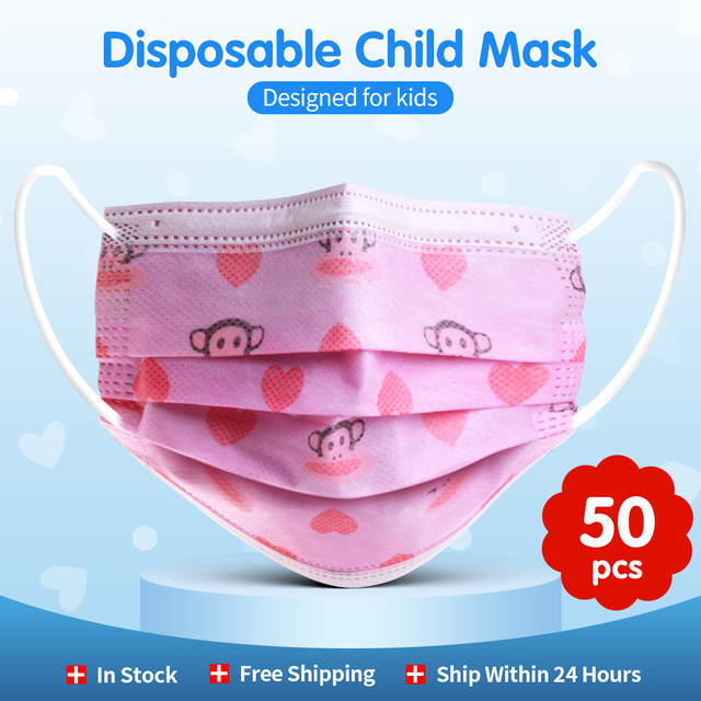 10-200pcs Mascarillas Niños Disposable Kids Mask Boy Girl Kitty Cat Car Animals Cartoon Children Face Mouth Masks Masque Enfant