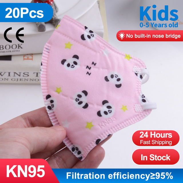 10-100pcs 5 Layers KN95 Face Mask FFP2 Mascarillas for 0-5 Years Children Masque Filter ffp2fan Dustproof mascarilla fpp2 homology ada