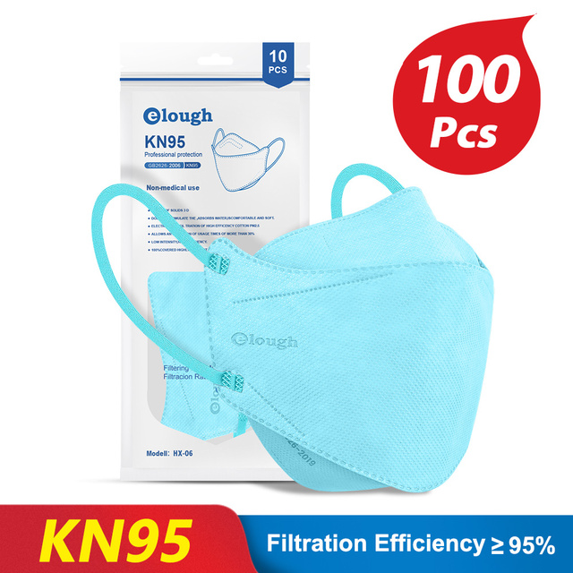 KN95 قناع 4 طبقات سلامة KN95 أقنعة غبار FFP2 تنفس تصفية FFP2Mask الوجه قناع واقٍ الغبار FFP2 FFP3