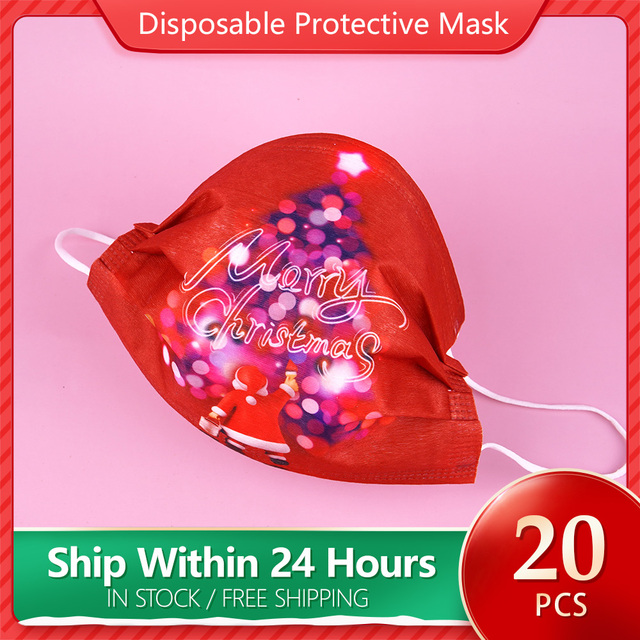 Christmas Disposable Christmas Face Mouth Masks Women Colorful Adult 3 Layers Filter Non-woven Fabric Printed Mascarilla Navidad Noel