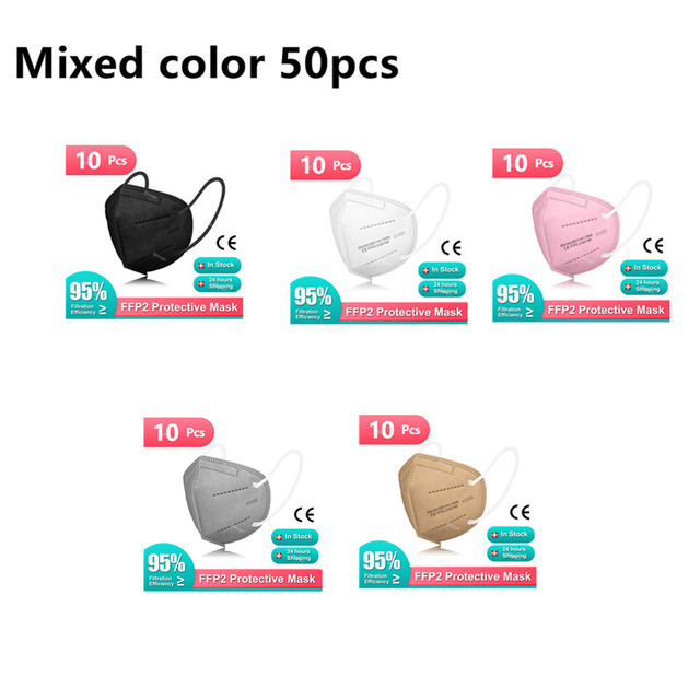 10-200pcs KN95 mask ffp2 face mascarilla fpp2 homologada 5 protective layers mascarillas fp2 multicolored FFP2Mask mascherina ffpp2