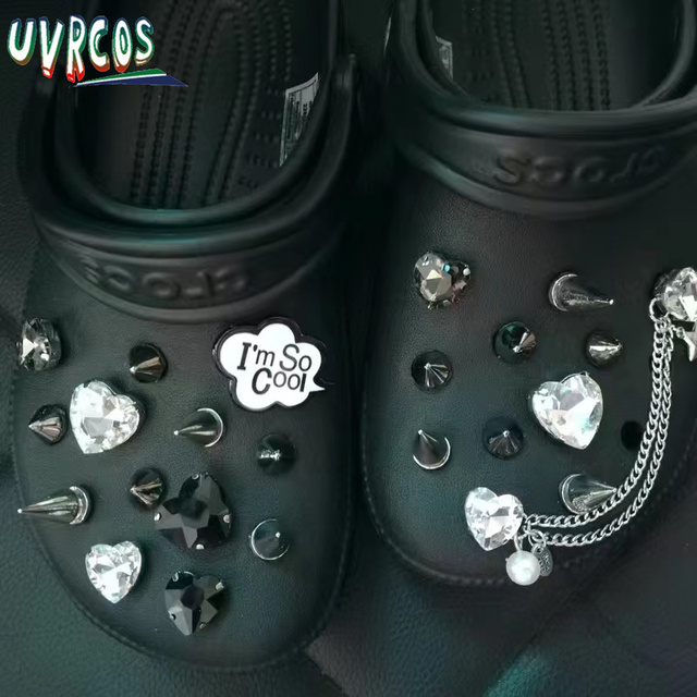 1 مجموعة اليدوية croبها بنفسك Crocs Charms بلينغ JIBZ إبزيم حجر الراين اكسسوارات سلسلة معدنية تسد حديقة حذاء الديكور الفتيات 지지