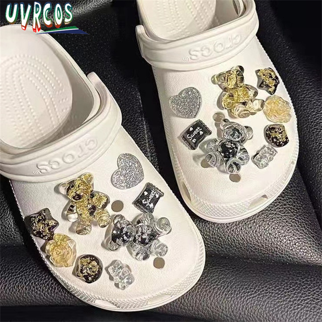 Luxury Charms for Crocs JIBZ Designer Clog Shoes Embellishment Flower Metallic Pearl Shoe Accessories Bling Rhinestone Croc Charms