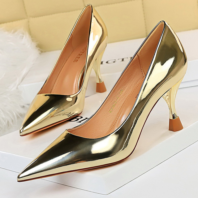 BIGTREE Shoes Woman Pumps Patent Leather High Heels Shoes Women Basic Pump Wedding Shoes Female Stiletto High Heels Women Shoes Plus Size 43