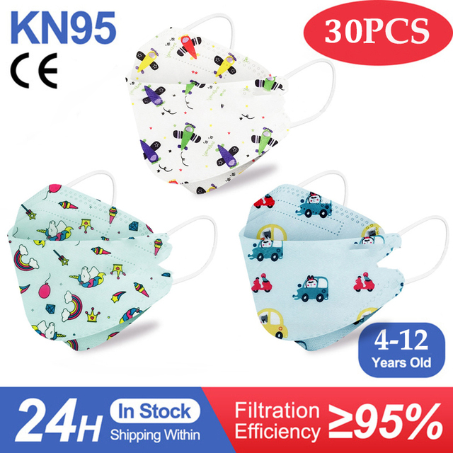 Kn95 Masks Kids fpp2 Approved Mask for Baby Fish Printed Cartoon Mouth Mask KN95 Mascarilla Infantil kf94fan ffp2fan Ninos