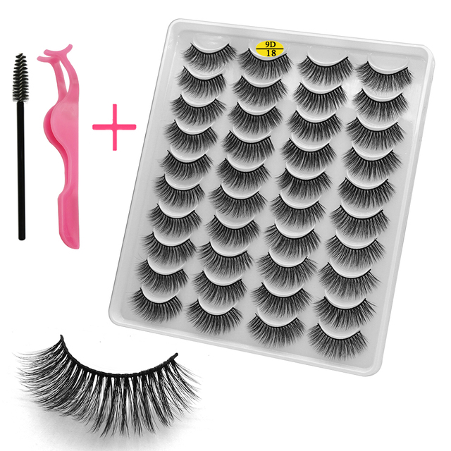 LE 20 Pairs Mink Eyelashes Fashion Handmade Cruelty-Free Soft Wispies 3D Fake Long Eye Lashes Extension False Eyelashes