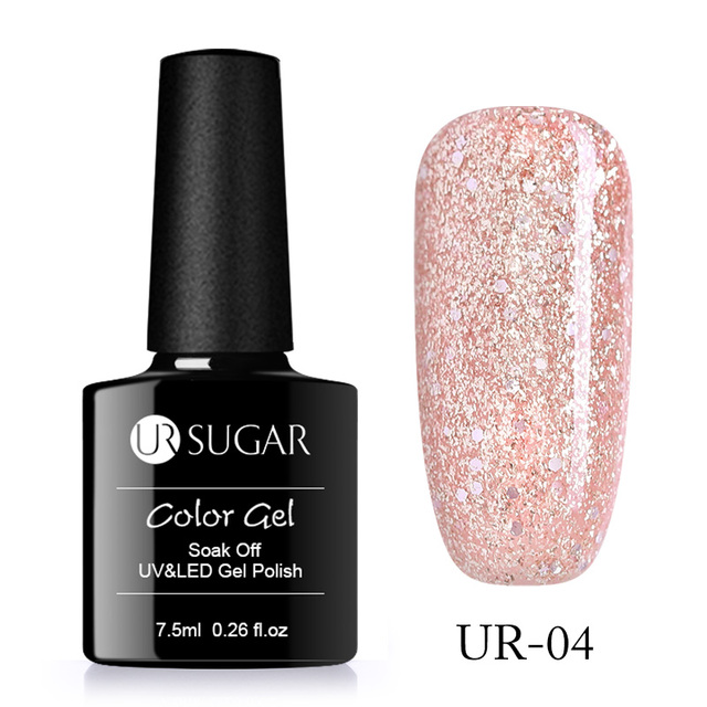 UR SUGAR 7.5ml Glitter UV Gel Polish Bling Sequins Rose Gold Silver Soak Off Manicure Nail UV Gel Polish Lacquer Base