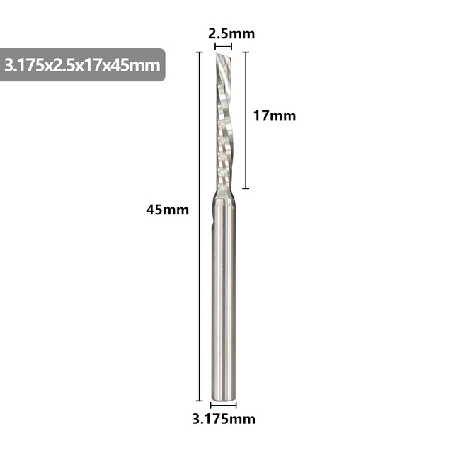 XCAN-آلة قطع كربيد واحدة ، 3.175 مللي متر (1/8 بوصة) ، جهاز التوجيه CNC ، قطر 1-3.175 مللي متر ، لقطع الألومنيوم