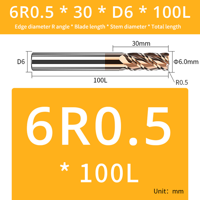 AUG Tool Corner Radial End Mill CNC R Bull Nose Milling Cutter Tungsten Carbide Steel Metal Router Tool R0.5 R1 4 Flutes