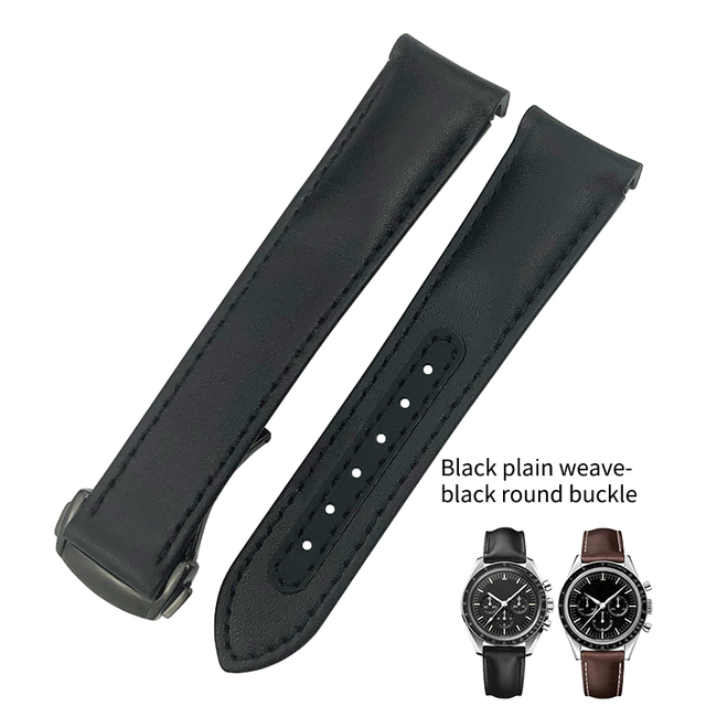 Curved End Real Cow Leather Watchband 20mm 19mm 21mm Fit For Omega Aqua Terra AT150 Seamaster Diver 300M Soft Watch Strap